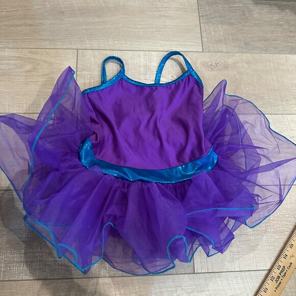 A WISH COMEN TRUE GIRLS MEDIUM CHILD PURPLE BLUE COMPETION DANCE COSTUME 19127 - Picture 1 of 6